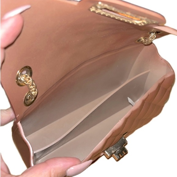 Quilted Matte Pink Rose Gold Jelly Bag Chain Strap - Picture 10 of 10